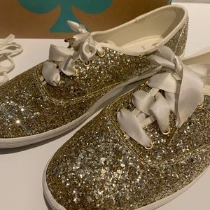 Kate Spade for Keds Gold Glitter sneakers -Size 10